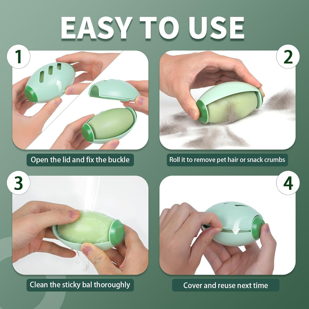 Reusable Lint Roller for Clothes, Mini Lint Roller Travel Size, Washable Pet Hair Remover | Extra Sticky, Portable, Forestgreen-Mediumaquamarine, 2.559In*3.94In